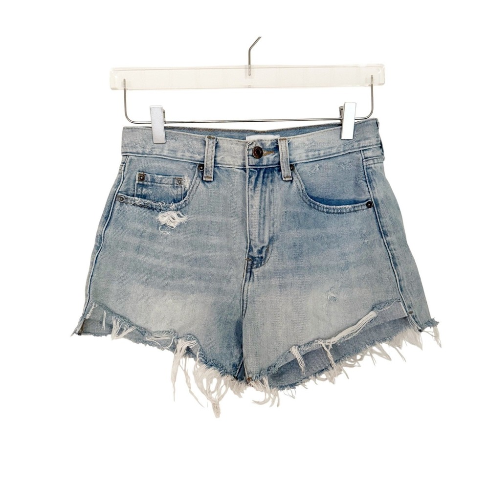 Pistola Kylee High Rise Light Wash Distressed Jean Shorts 26